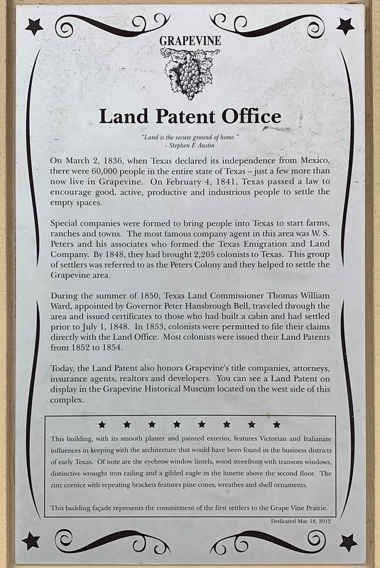 Land Patent Office Marker image. Click for full size.
