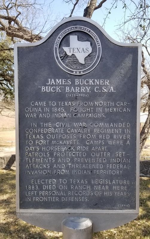 James Buckner "Buck" Barry, C.S.A. Marker image. Click for full size.