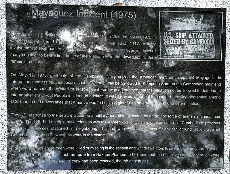 Mayaguez Incident (1975) Marker image. Click for full size.