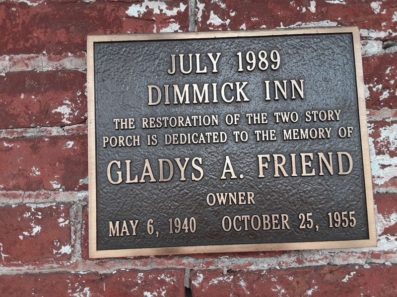 Dimmick House 1989 Restoration Tablet image. Click for full size.