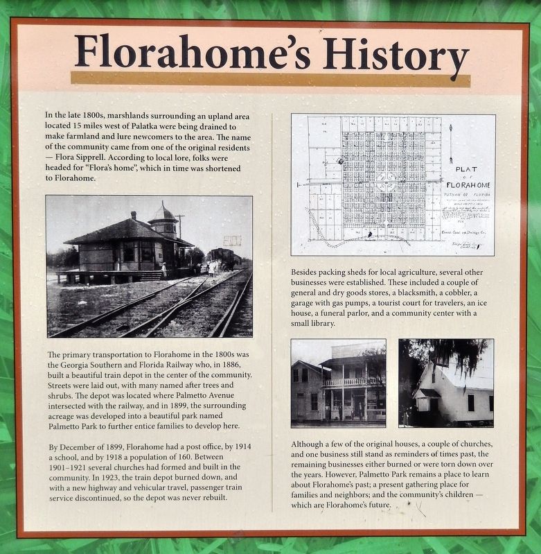Florahome's History Marker image. Click for full size.