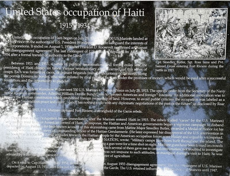 United States occupation of Haiti Marker image. Click for full size.