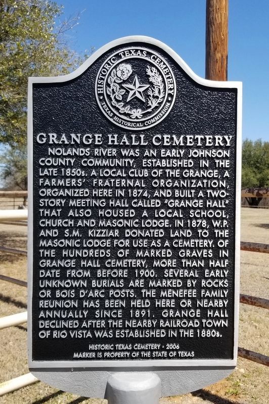Grange Hall Cemetery Marker image. Click for full size.