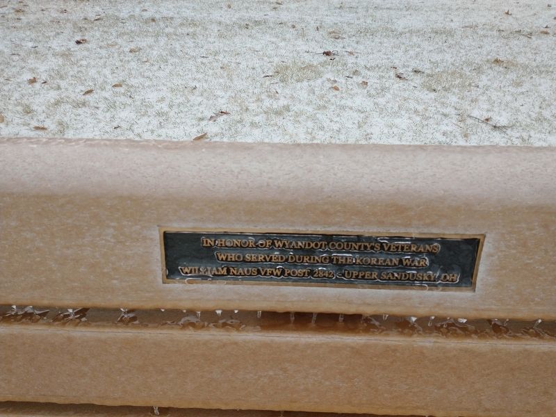 Wyandot County's Korean War Veterans Memorial Bench Marker image. Click for full size.