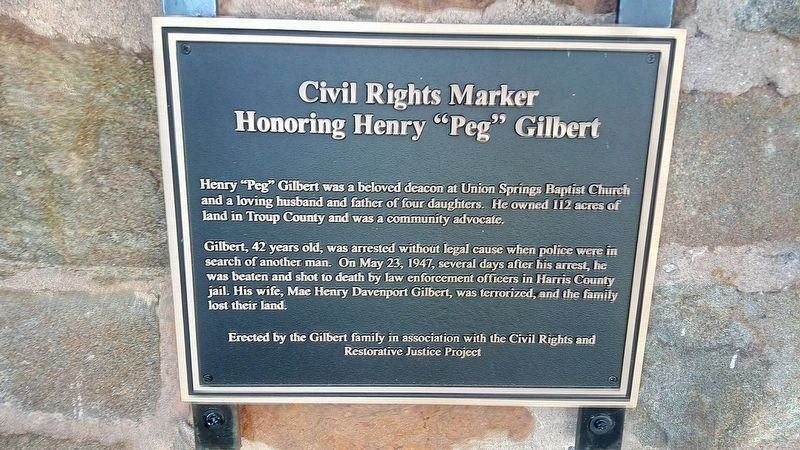 Civil Rights Marker Honoring Henry "Peg" Gilbert Marker image. Click for full size.