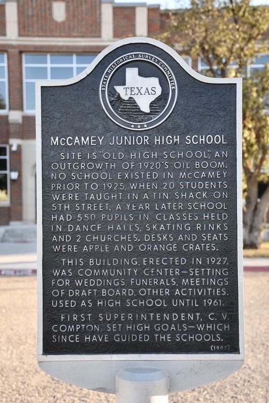 McCamey Junior High School Marker image. Click for full size.