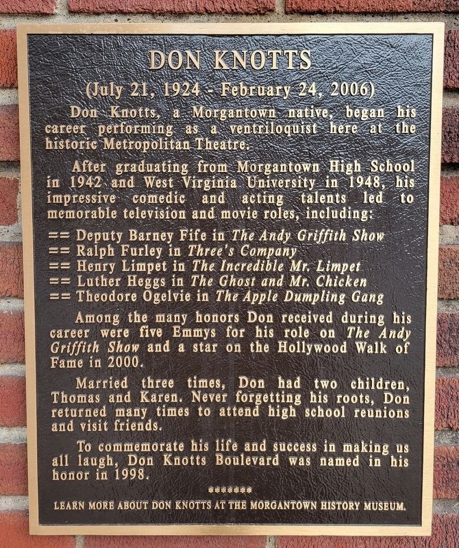 Don Knotts Marker image. Click for full size.