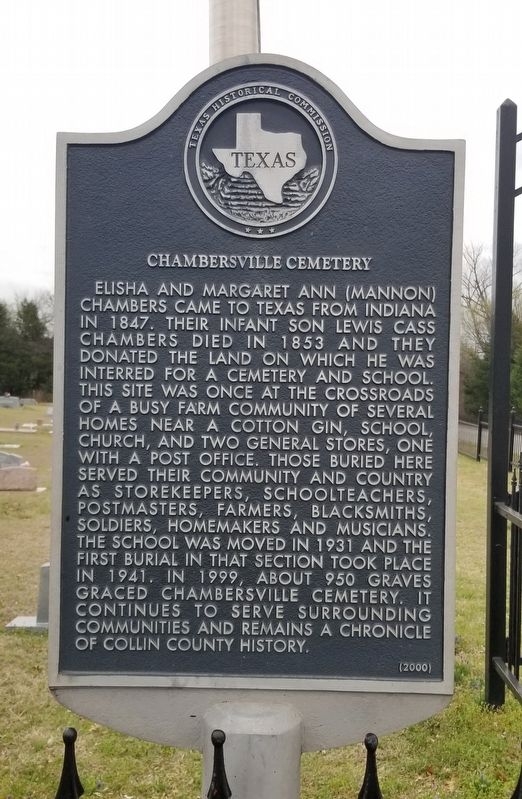 Chambersville Cemetery Marker image. Click for full size.
