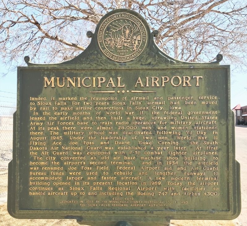 Municipal Airport Marker <i>(Side two)</i> image. Click for full size.