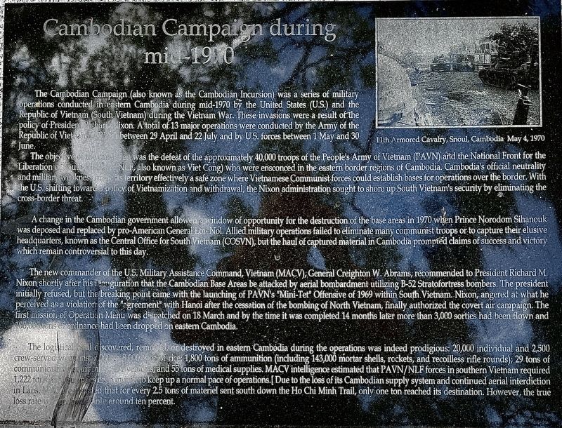 Cambodian Campaign during mid-1970 Marker image. Click for full size.