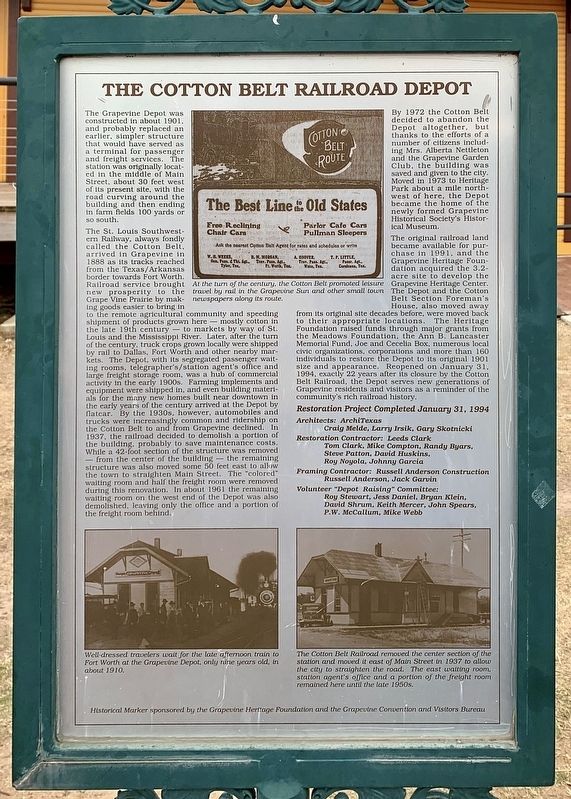 Cotton Belt Railroad Depot Marker image. Click for full size.