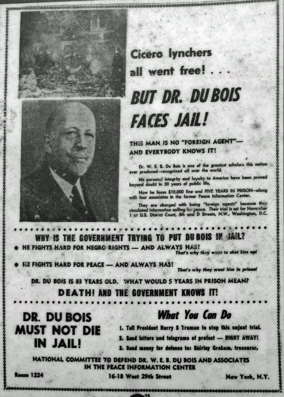 Marker detail: Du Bois Indicted (1951) image. Click for full size.