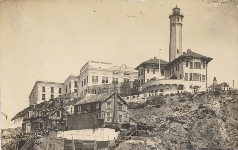 <i>View of the Administration Building and lighthouse on Alcatraz Island</i> image. Click for full size.