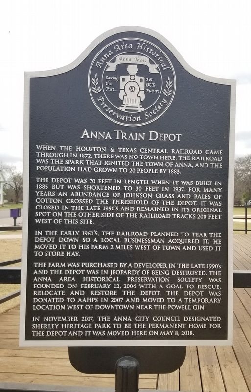 Anna Train Depot Marker image. Click for full size.