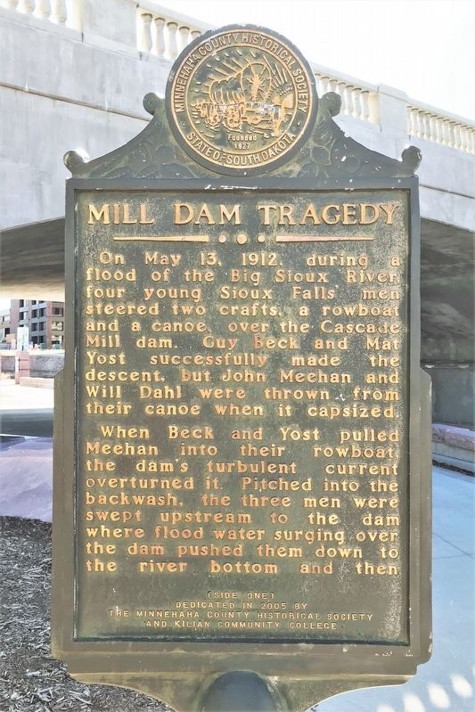 Mill Dam Tragedy Marker <i>(Side one)</i> image. Click for full size.