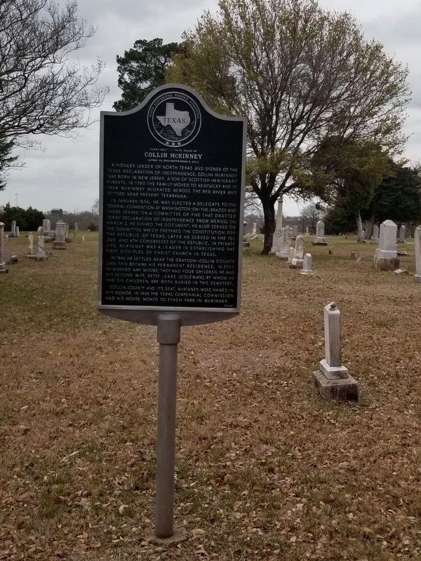 The Collin McKinney Marker in the cemetery image. Click for full size.