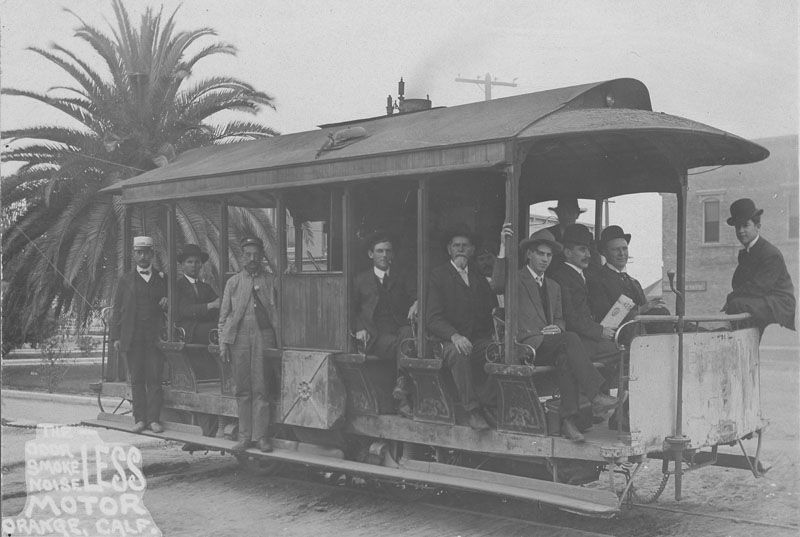 <i>Pacific Electric Streetcar, Orange, California, ca. 1905</i> image. Click for full size.