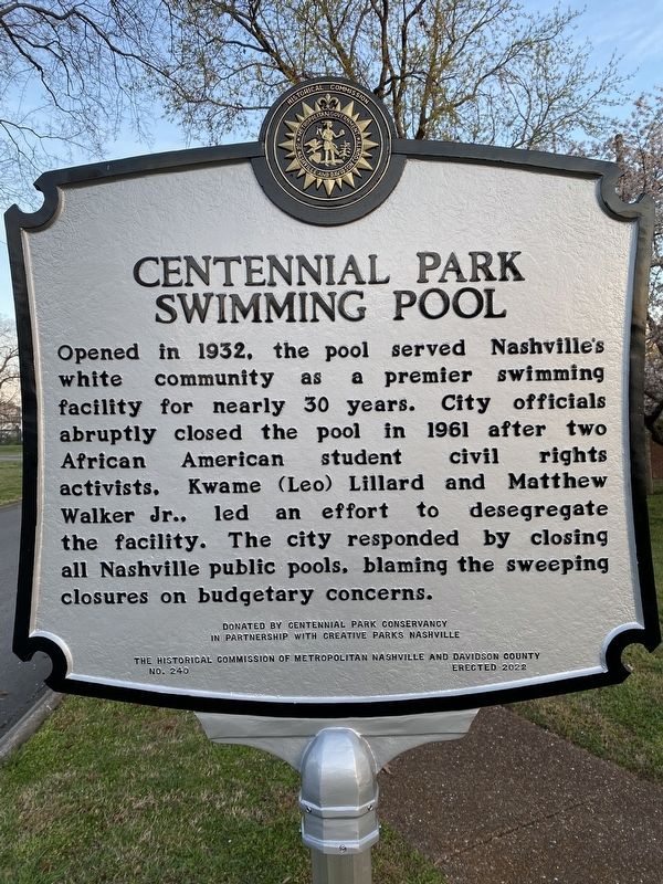 Centennial Park Swimming Pool Marker. Click for full size. Centennial Park Swimming Pool Marker image. Click for full size.