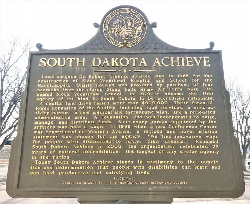 South Dakota Achieve Marker <i>(Side two)</i> image. Click for full size.