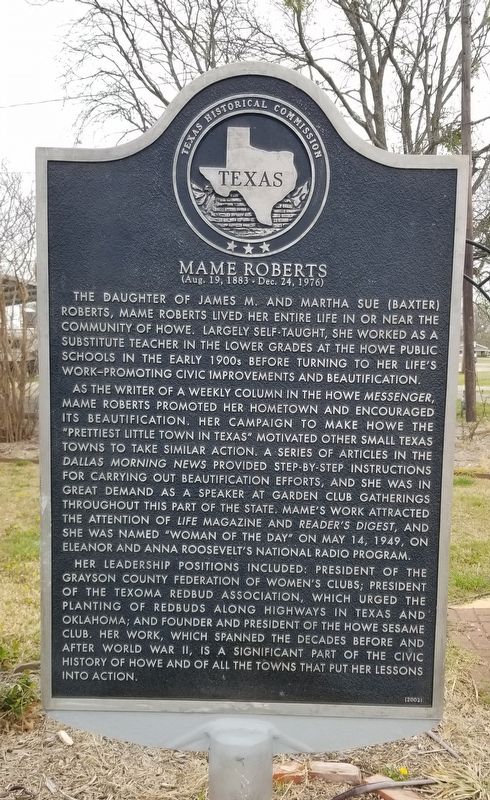Mame Roberts Marker image. Click for full size.