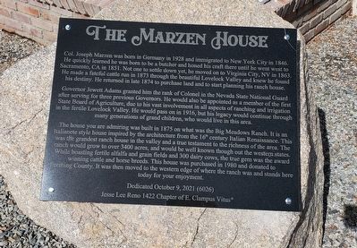The Marzen House Marker image. Click for full size.