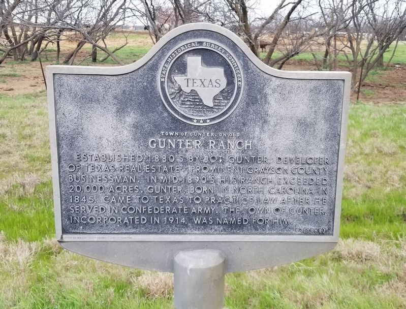 Town of Gunter, on Old Gunter Ranch Marker image. Click for full size.