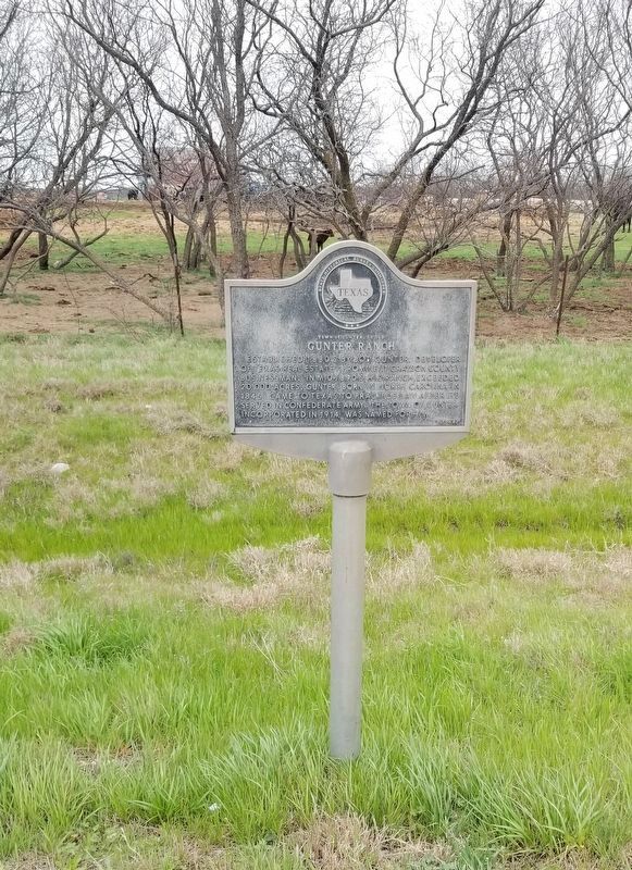 The Town of Gunter, on Old Gunter Ranch Marker along the highway image. Click for full size.