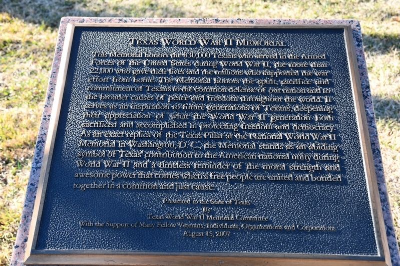 Texas World War II Memorial image. Click for full size.