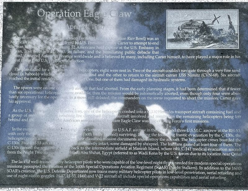 Operation Eagle Claw (April 24, 1980) Marker image. Click for full size.