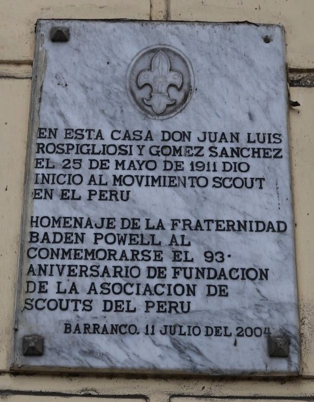 Foundation of the Scouts in Peru Marker image. Click for full size.