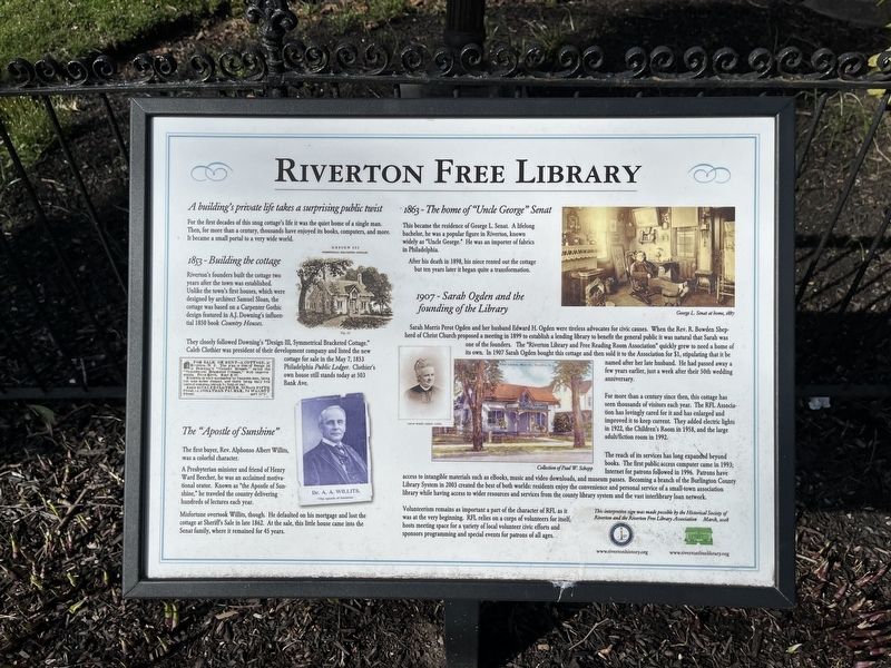 Riverton Free Library Marker image. Click for full size.