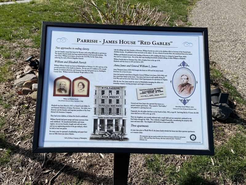 Parrish-James House "Red Gables" Marker image. Click for full size.