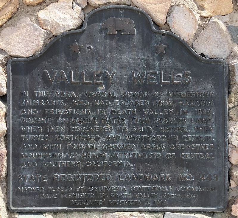 Valley Wells Marker image. Click for full size.