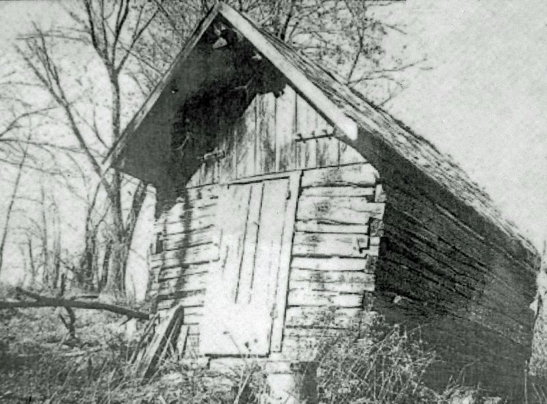 Marker detail: Original 1854 Cabin image. Click for full size.