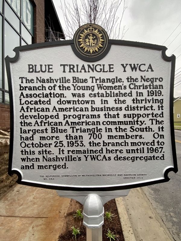Blue Triangle YWCA Marker. Click for full size. Blue Triangle YWCA Marker image. Click for full size.