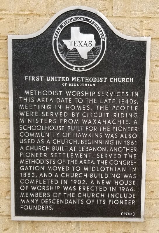 First United Methodist Church of Midlothian Marker image. Click for full size.