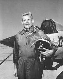 Captain Iven C. Kincheloe and the Bell X-2 image. Click for full size.