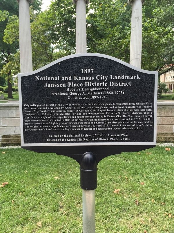 1897 National and Kansas City Landmark Janssen Place Historic District Marker image. Click for full size.