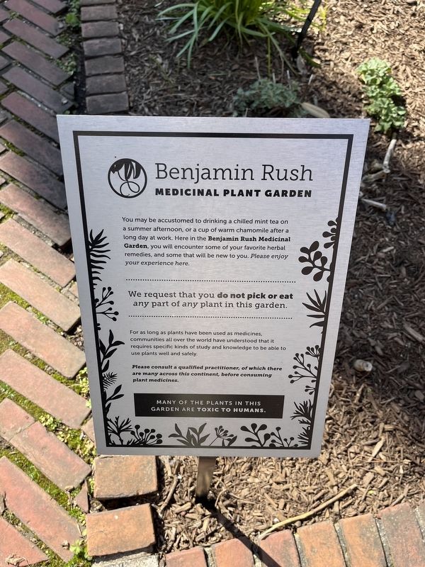 Benjamin Rush Medicinal Plant Garden Marker image. Click for full size.