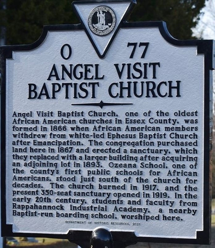 Angel Visit Baptist Church Marker image. Click for full size.