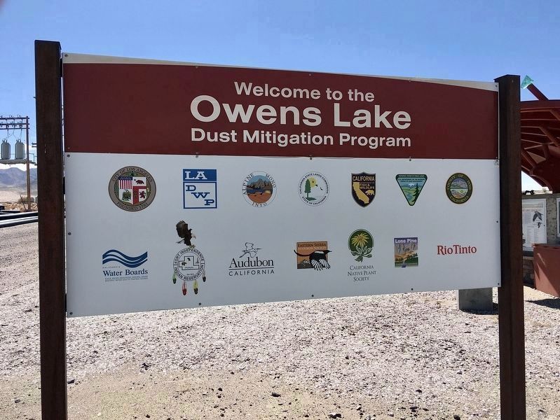 Owens Lake Dust Mitigation Program Sign image. Click for full size.