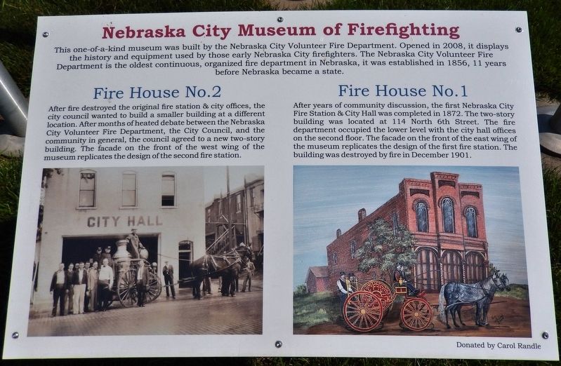 Nebraska City Museum of Firefighting Marker image. Click for full size.