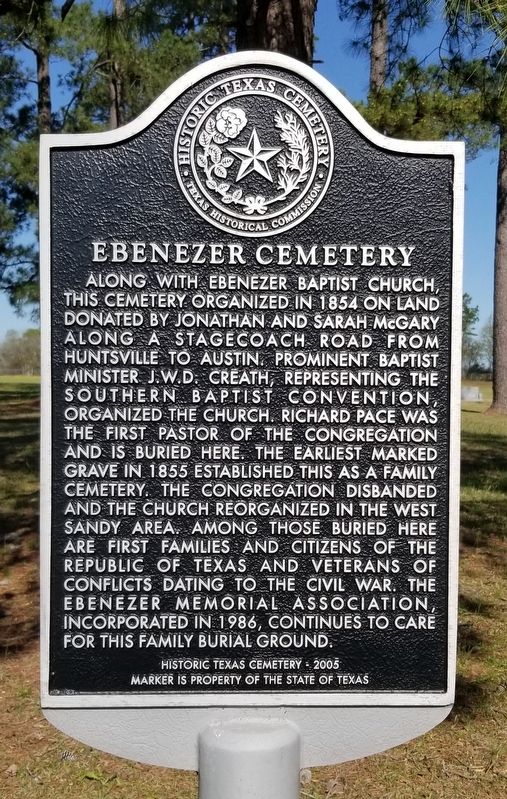 Ebenezer Cemetery Marker image. Click for full size.