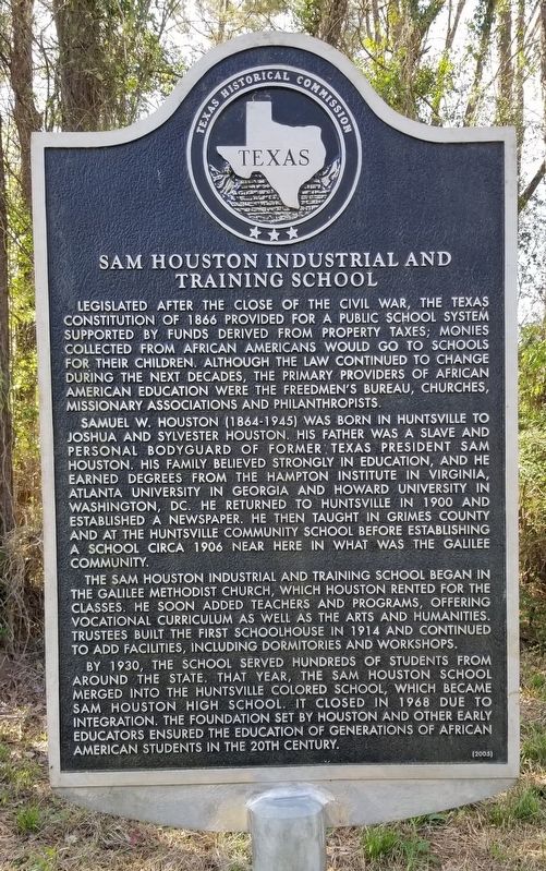 Sam Houston Industrial and Training School Marker image. Click for full size.