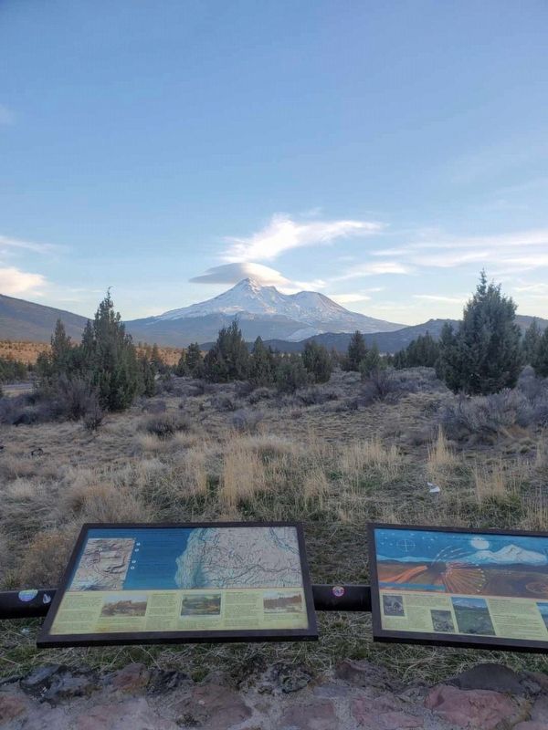 Information board near the marker. Mt Shasta in the background. image. Click for full size.