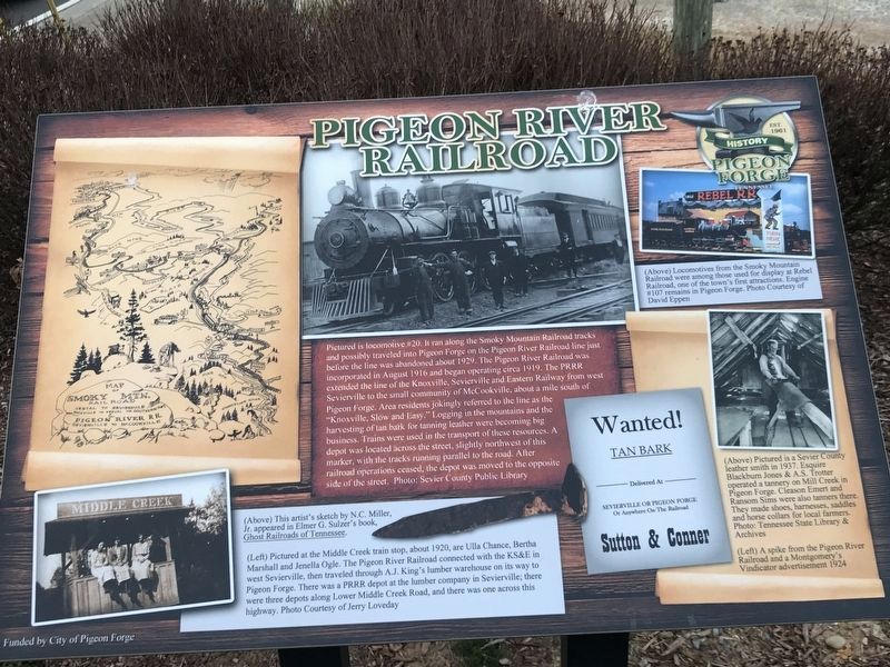 Pigeon River Railroad Marker. Click for full size. Pigeon River Railroad Marker image. Click for full size.