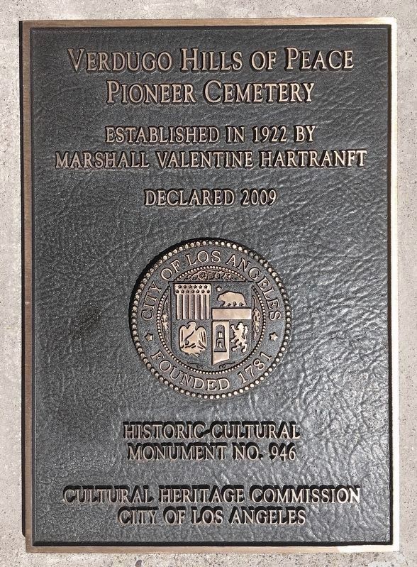 Verdugo Hills Cemetery Marker. Click for full size. Verdugo Hills Cemetery Marker image. Click for full size.