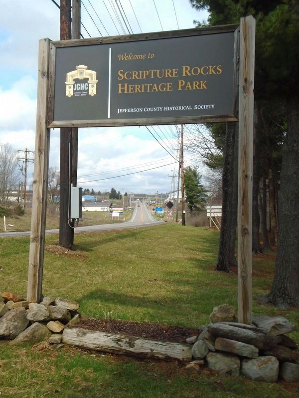 Scripture Rocks Heritage Park Sign image. Click for more information.