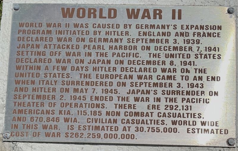 World War II Marker image. Click for full size.