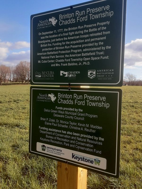 Brinton Run Preserve Marker. Click for full size. Brinton Run Preserve Marker image. Click for full size.